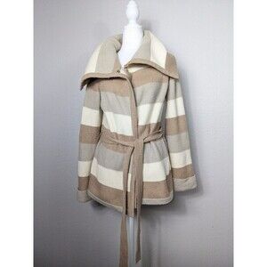 Banana Republic Italian Yarn Open Striped Belted Cardigan XS Merino Cashmere N17